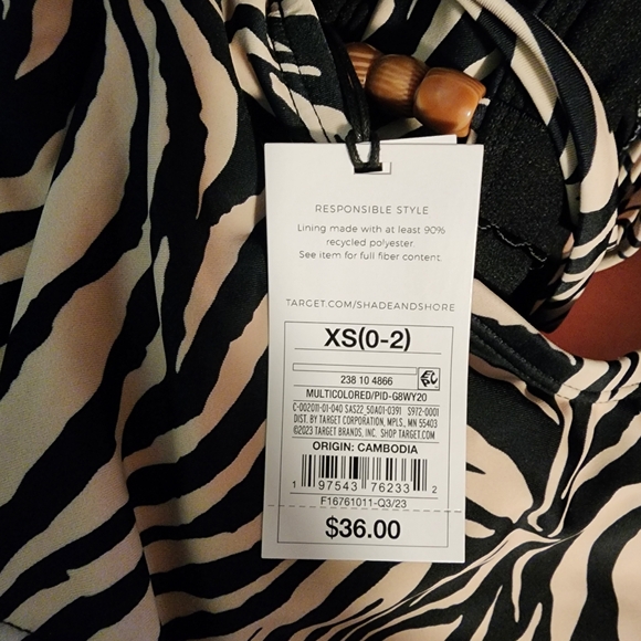 Shade & Shore Double Strap Plunge One Piece Swimsuit XS Black Animal Print Zebra - Picture 4 of 8